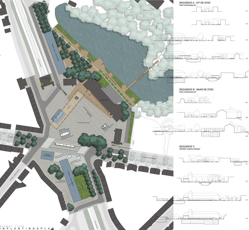 plan de la place communale de Mortsel