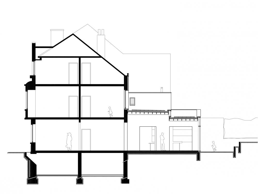 coupe longitudinale de la maison Anatole France 