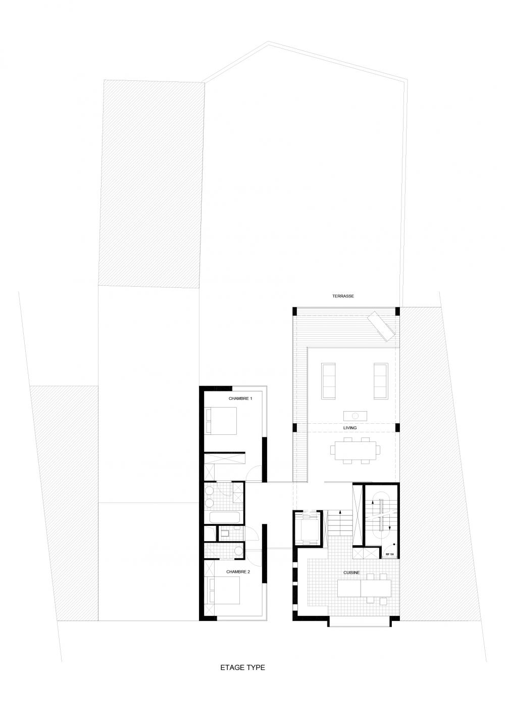 plan d'un étage type des logements Hector Denis 