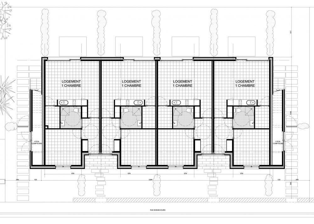 plan du rez-de-chaussée des logements Bonsecours 