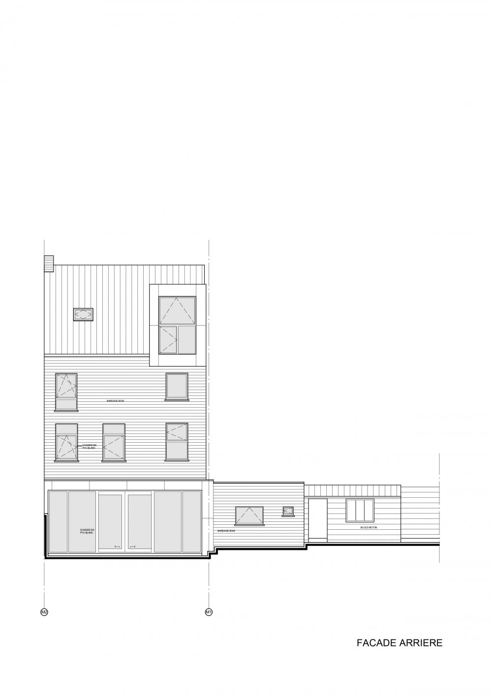 plan de la façade côté jardin