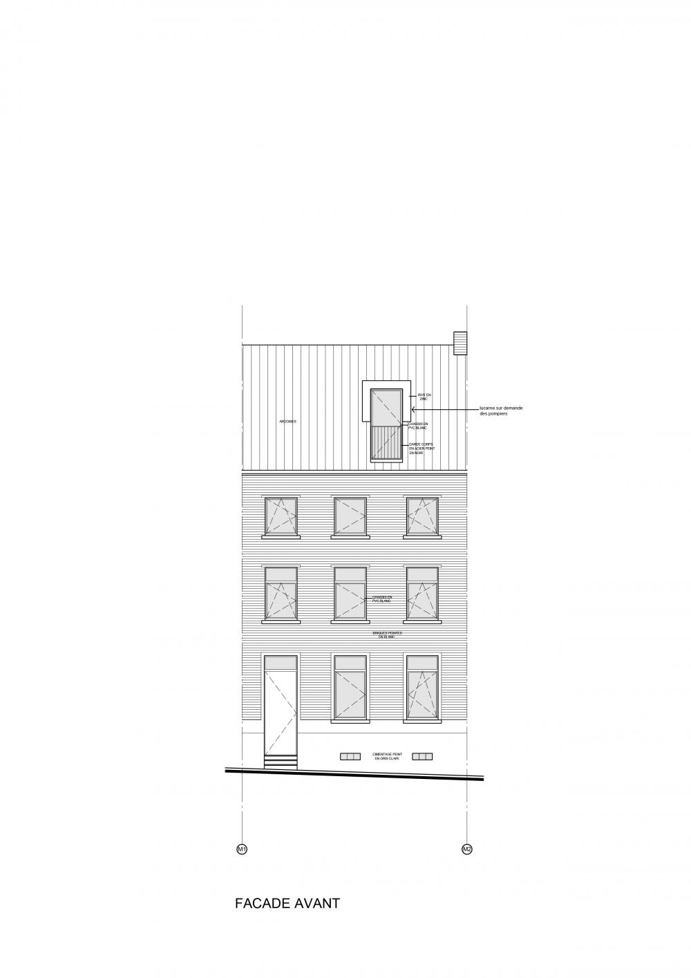 plan de la façade à rue