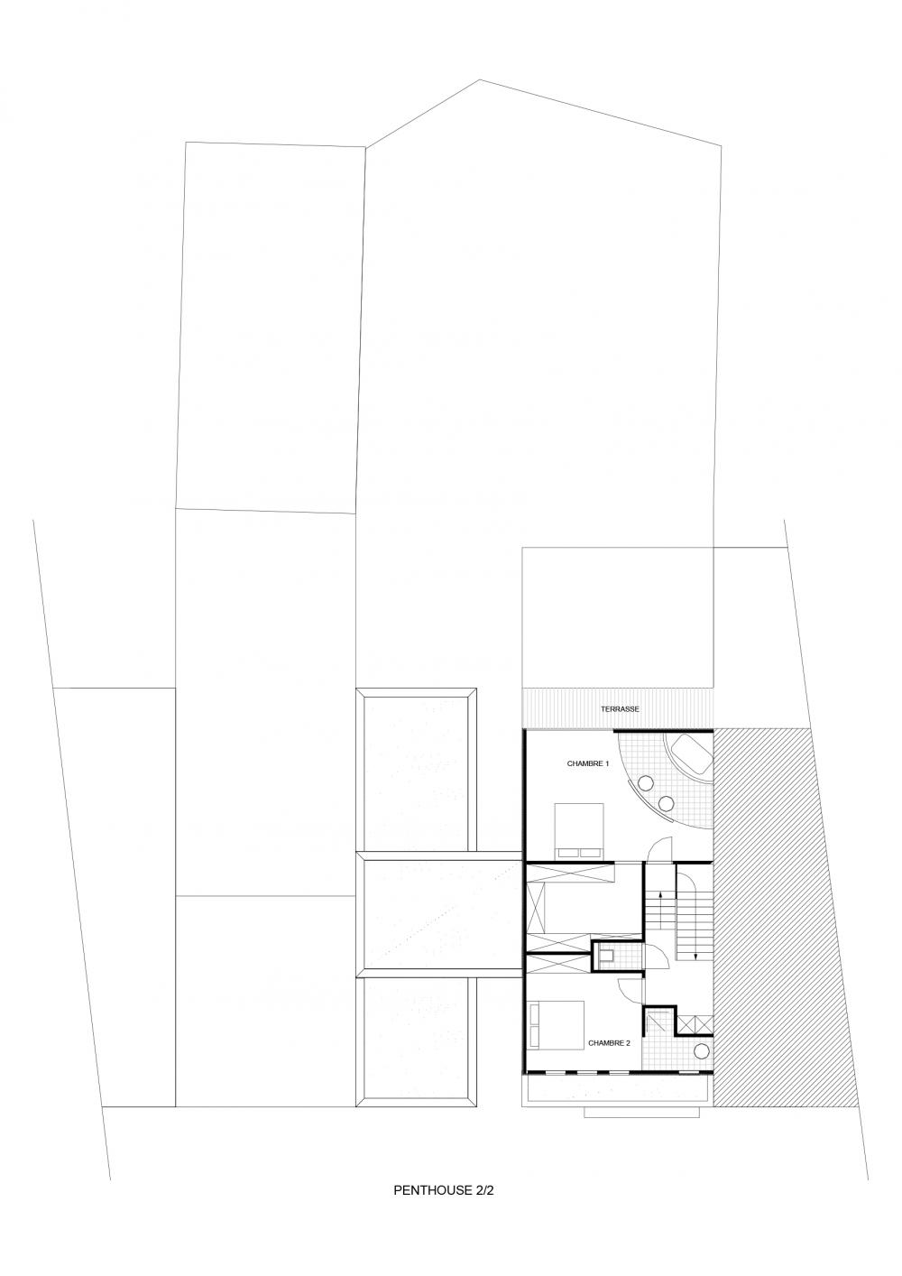 plan du supérieur du duplex des logements Hector Denis