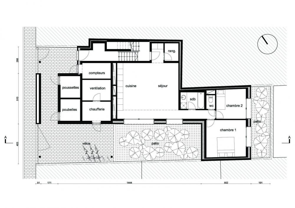 plan du rez-de-chaussée des logements Terre Neuve 