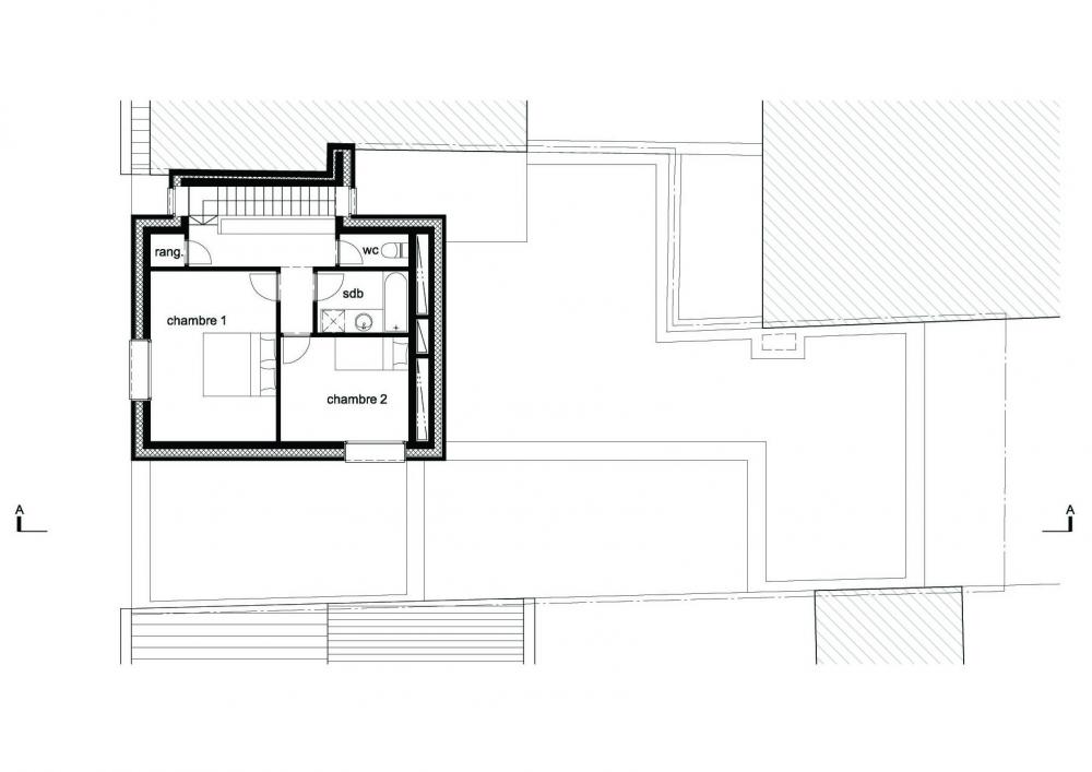 plan du niveau supérieur du duplex des logements Terre Neuve